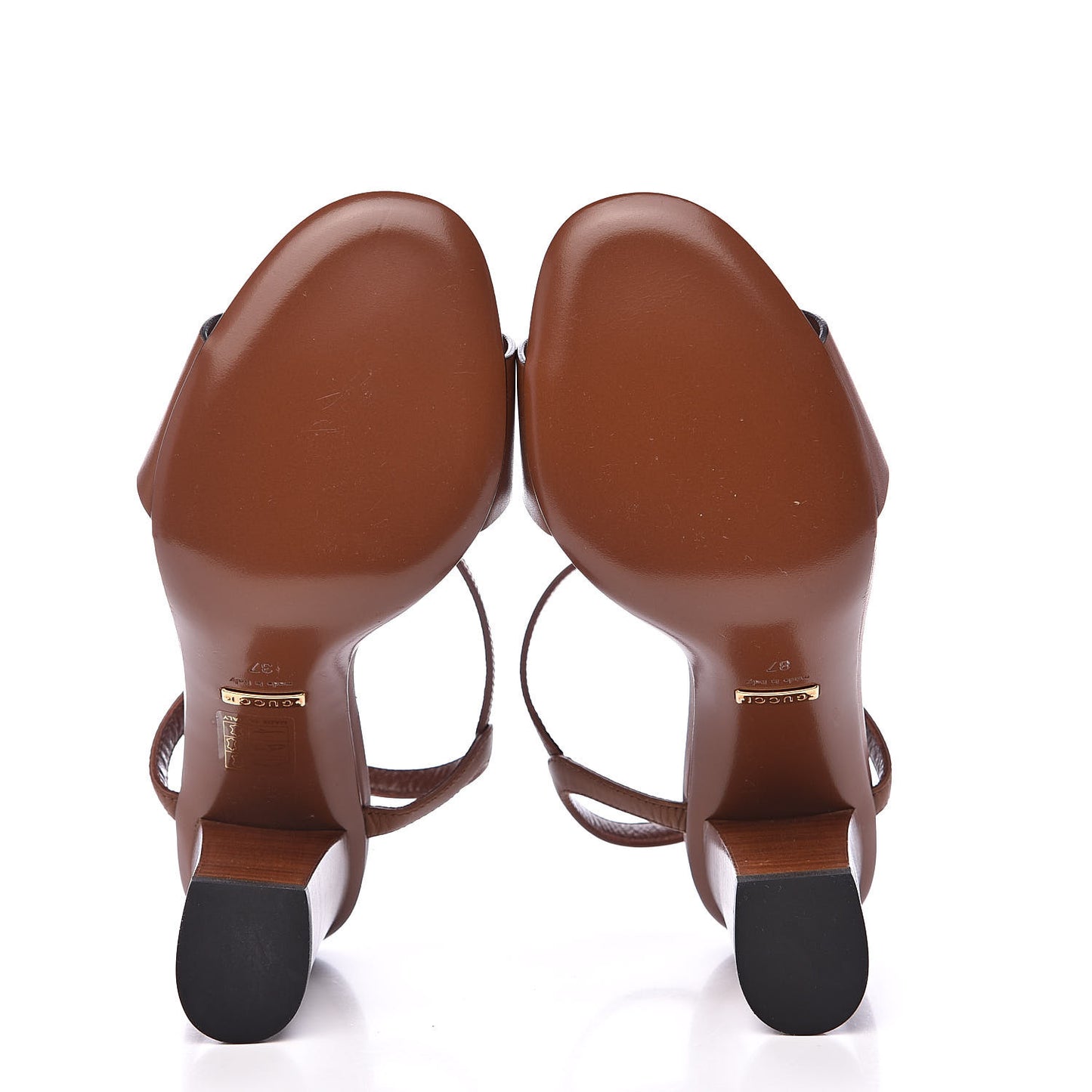 Calfskin Monogram Horsebit Mid Heel Sandals 37 Cognac
