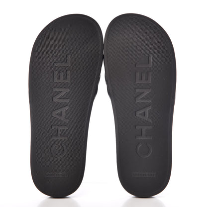 Chanel Lambskin Quilted CC Mules Sandals 37 Black 5 of 8