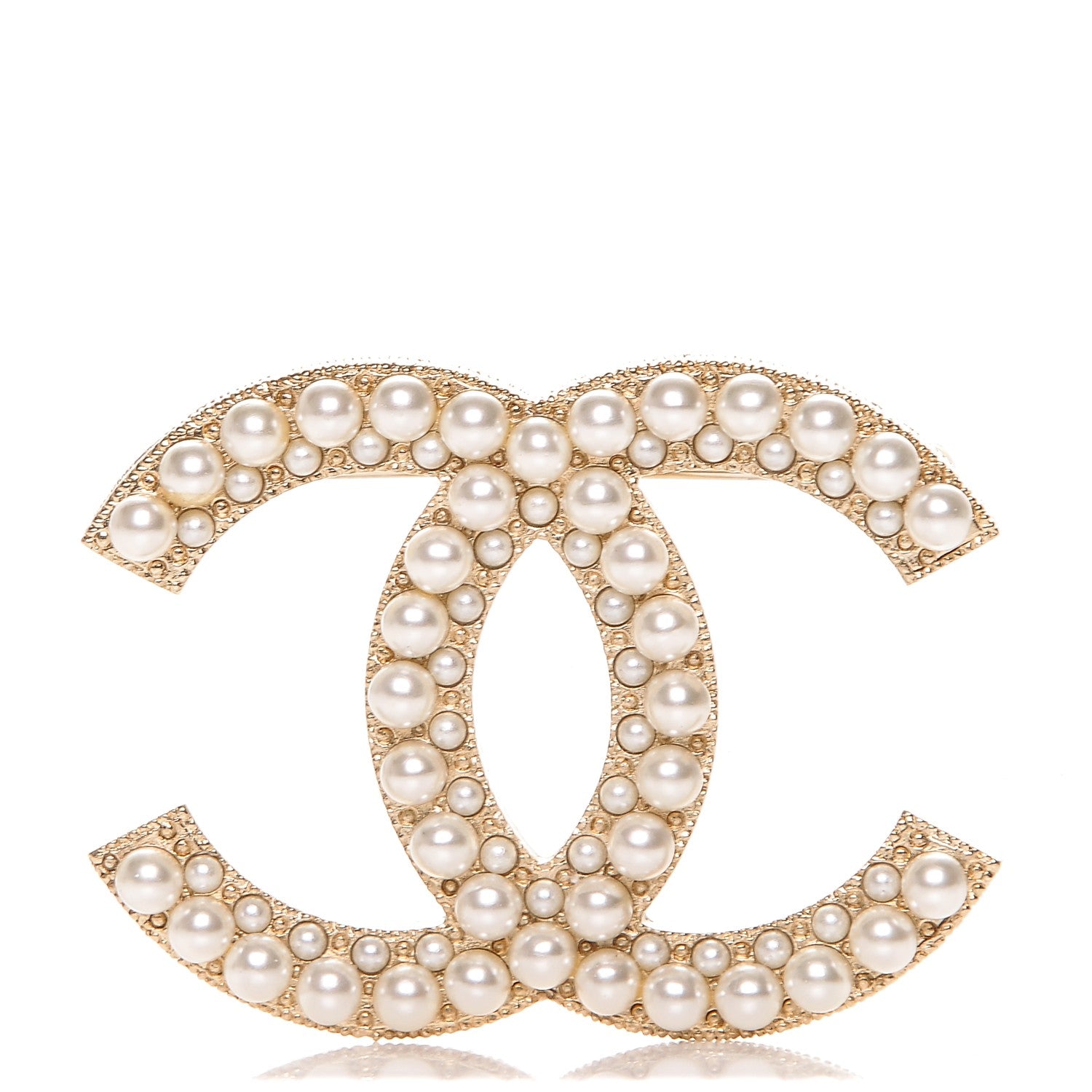 Chanel Pearl CC Brooch Pin Gold 1 of 5