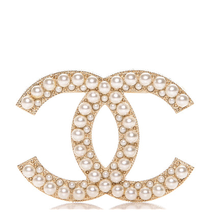 Chanel Pearl CC Brooch Pin Gold 1 of 5