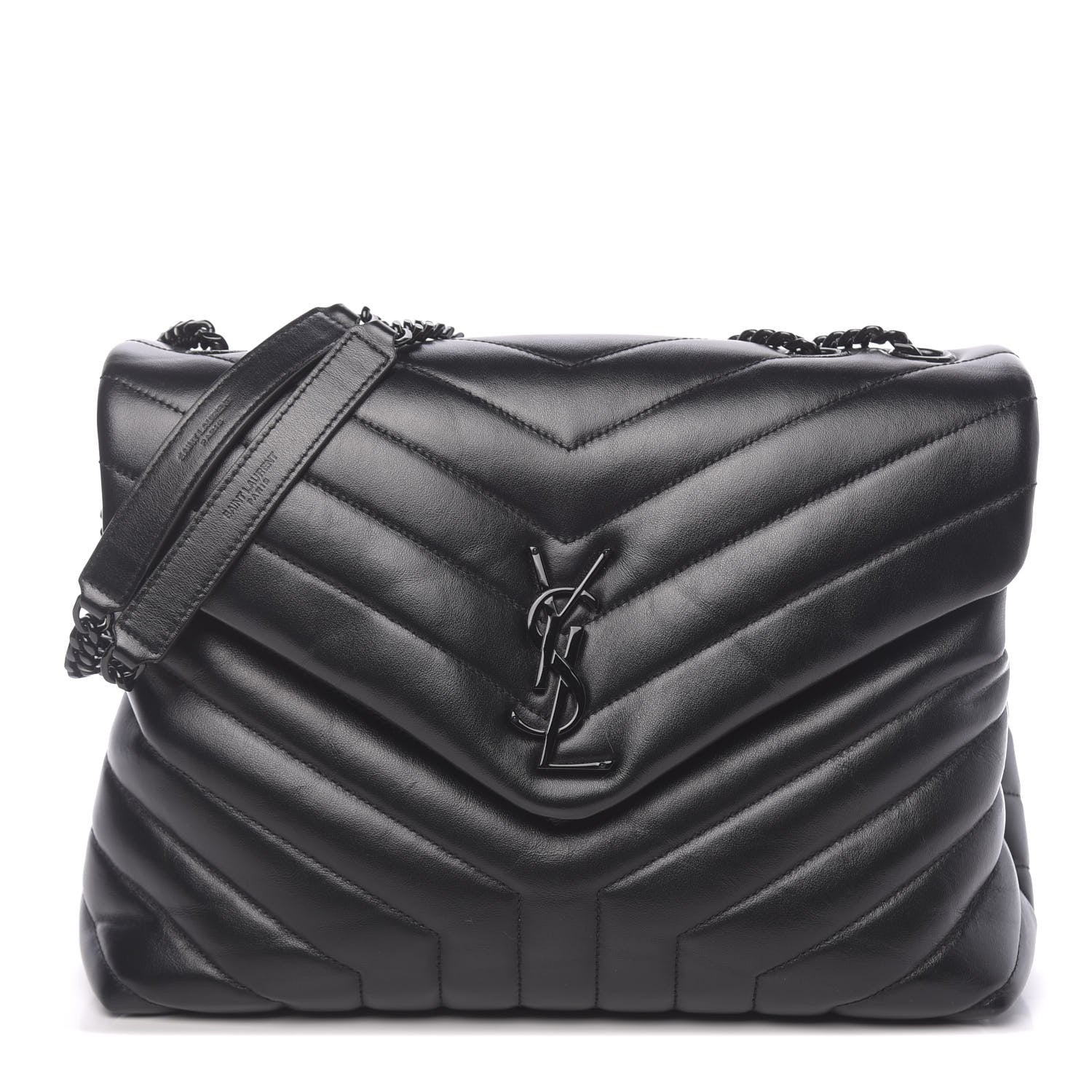 Saint Laurent Calfskin Y Quilted Monogram Medium Loulou Chain Satchel Black 1 of 9