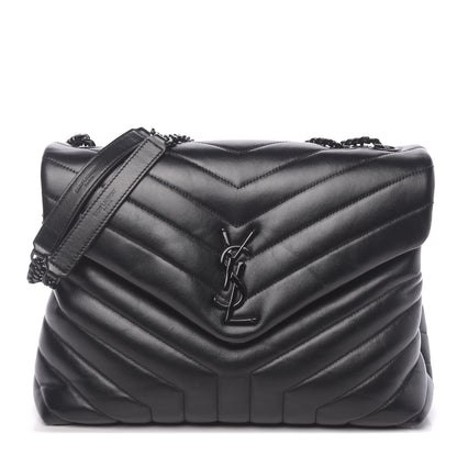 Saint Laurent Calfskin Y Quilted Monogram Medium Loulou Chain Satchel Black 1 of 9
