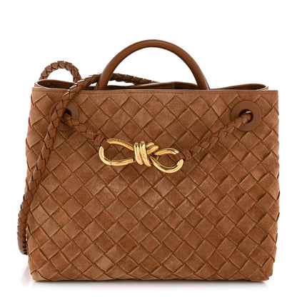 Bottega Veneta Suede Intrecciato Small Andiamo Shoulder Bag Amber 1 of 10