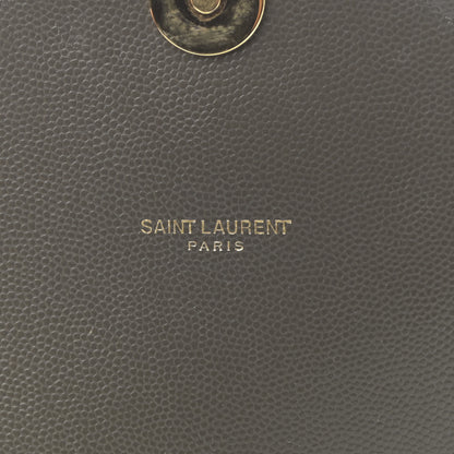 Saint Laurent Grain De Poudre Matelasse Chevron Large Monogram Satchel Earth 6 of 13