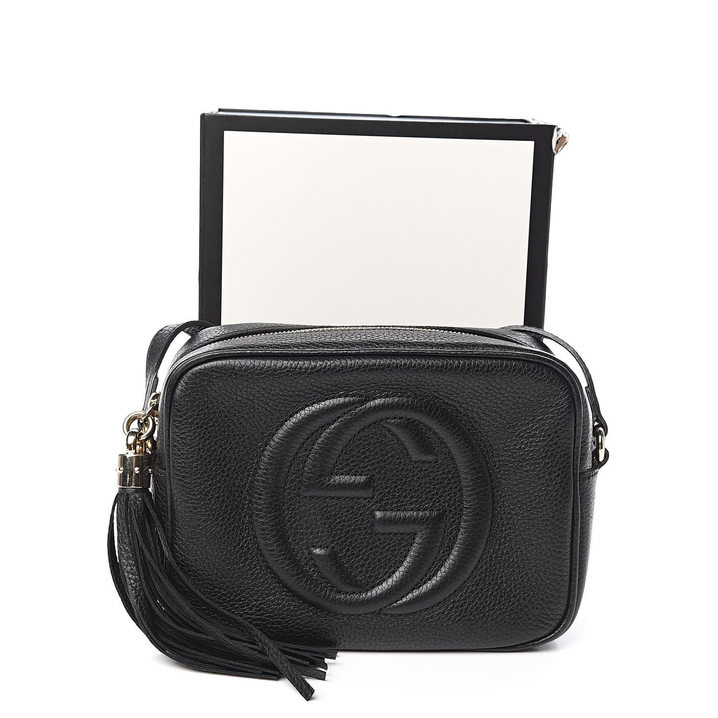 Pebbled Calfskin Small Soho Disco Bag Black