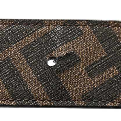 Fendi Cuoio Romano Glazed Fabric Enamel FF 1974 Reversible Belt 100 40 Black 9 of 9