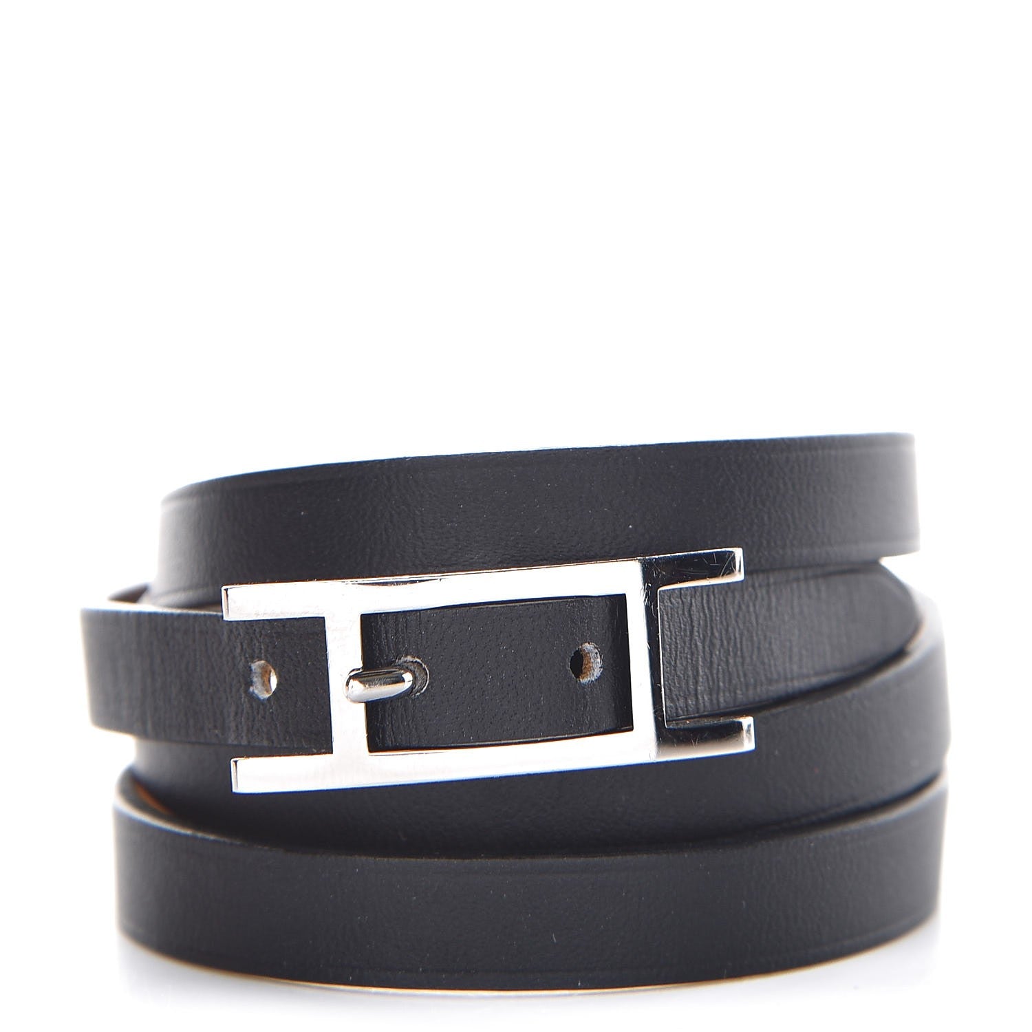 Hermes Chamonix Hapi 3MM Triple Tour Wrap Bracelet S Black 1 of 8