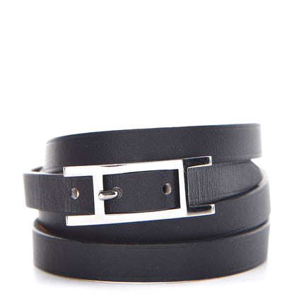 Hermes Chamonix Hapi 3MM Triple Tour Wrap Bracelet S Black 1 of 8