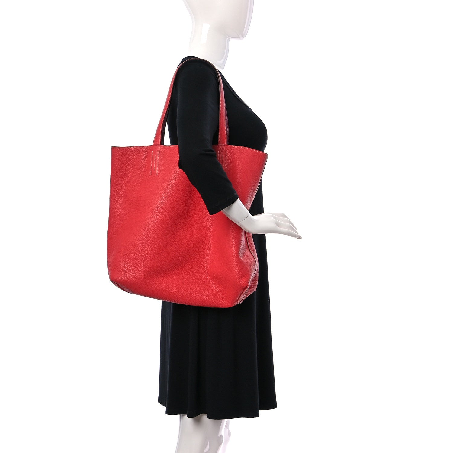 Hermes Taurillon Clemence Double Sens 36 Reversible Tote Rubis Rose Jaipur 2 of 16