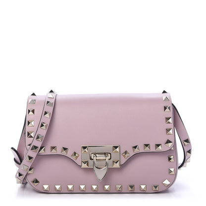 Valentino Garavani Vitello Mini Rockstud Flap Saddle Crossbody Bag Water Rose 1 of 9