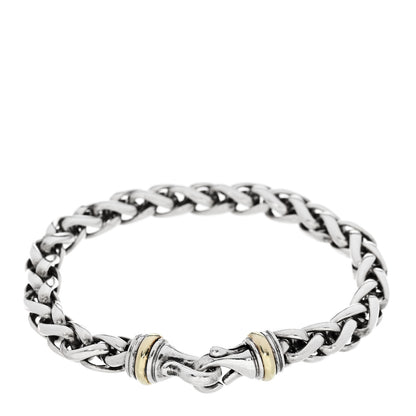 David Yurman Sterling Silver 14K Yellow Gold 8mm Wheat Chain Bracelet 1 of 3