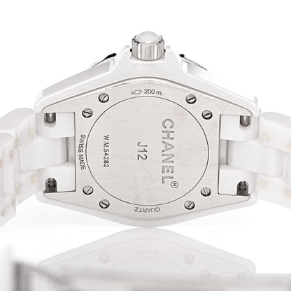 Chanel Stainless Steel Ceramic Diamond 33mm J12 Quartz Watch White 5 of 8
