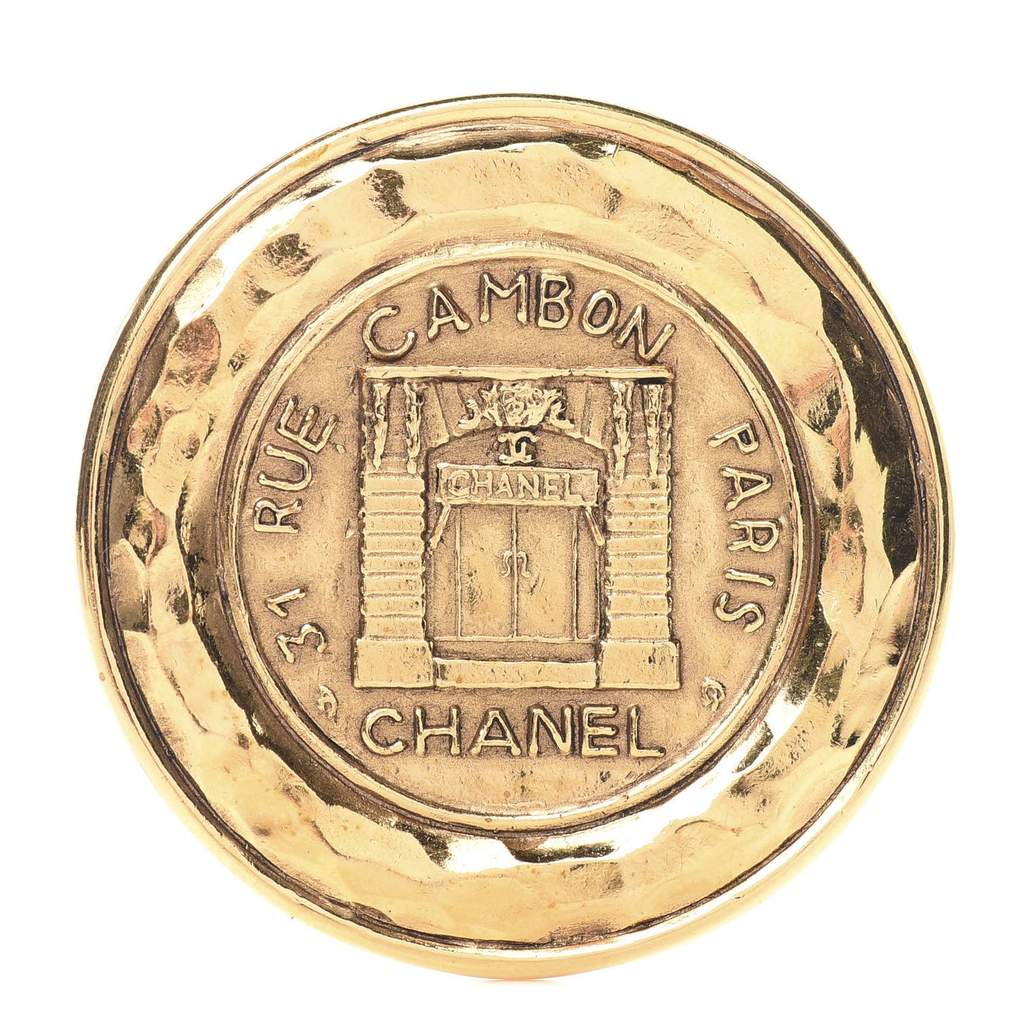 31 Rue Cambon Medallion Brooch Gold
