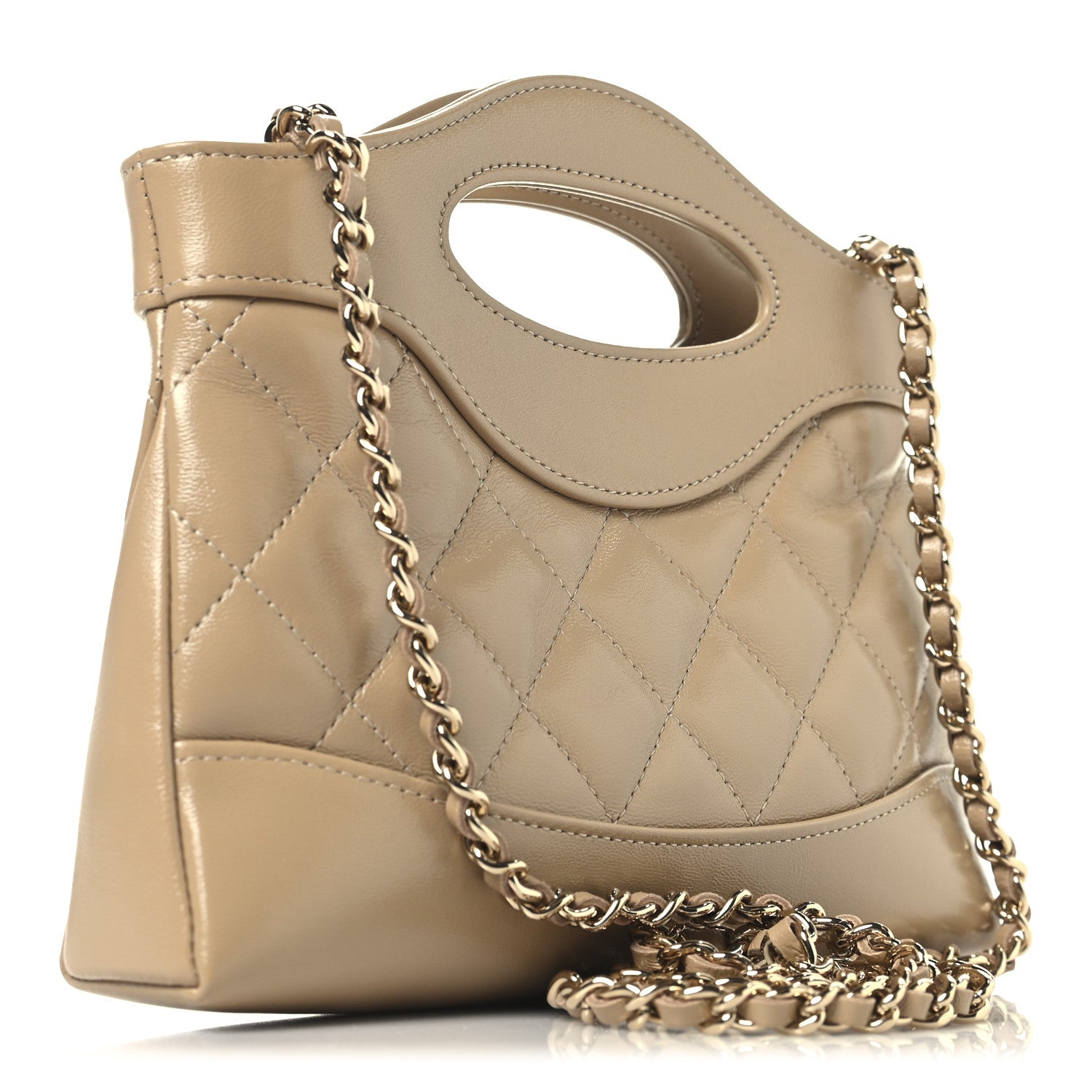 Chanel Quilted Nano 31 Shopping Bag Gold Beige 3 of 10