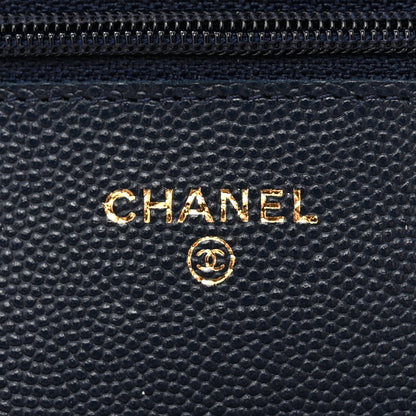 Chanel Caviar Quilted Wallet on Chain WOC Navy Blue 6 of 11