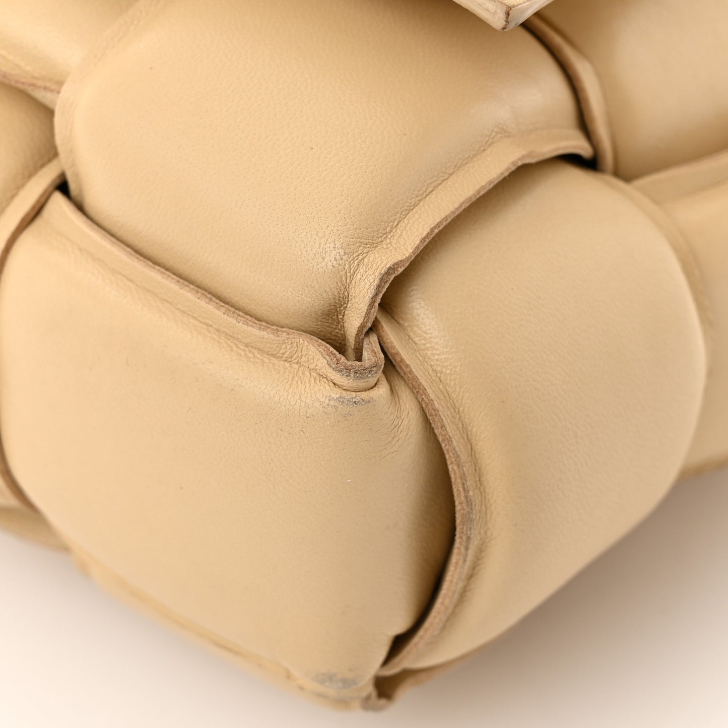 Lambskin Maxi Intreccio Padded Chain Cassette Crossbody Bag Porridge