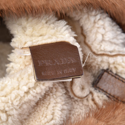 Prada Suede Shearling Mink Fur Crocodile Shoulder Bag 6 of 10