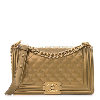 Chanel Metallic Patent Calfskin Quilted Medium Boy Flap Gold 1 of 16