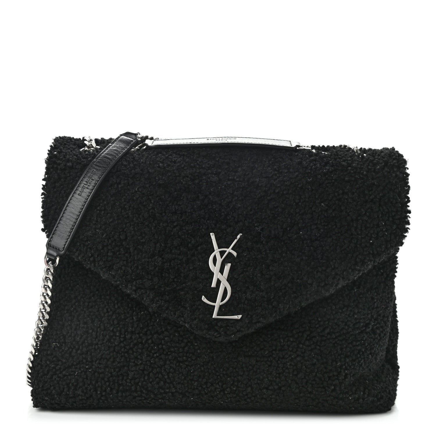 Saint Laurent Shearling Monogram Medium Loulou Shoulder Bag Black 1 of 11