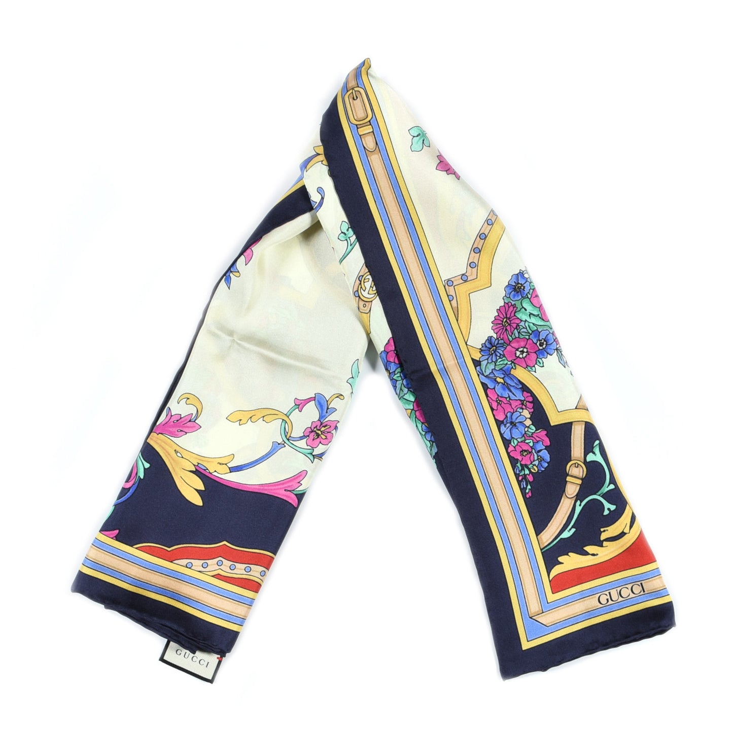 Silk Mirror Heritage Square Scarf Midnight Blue