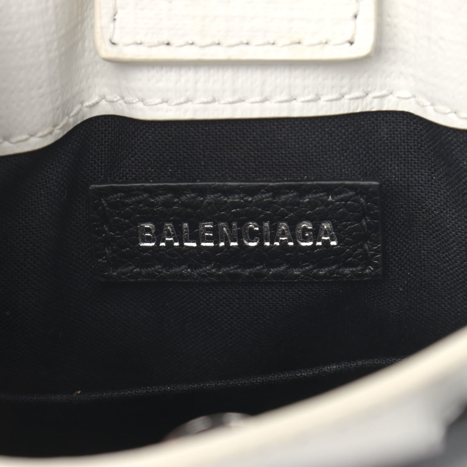 Balenciaga Squared Calfskin Logo Shopping Phone Holder Bag White Light Green 6 of 10