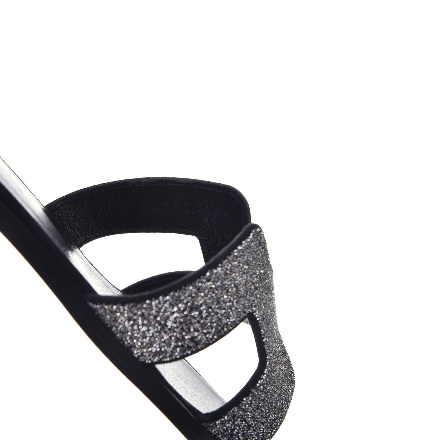 Suede Goatskin Crystal Powder Oran Sandals 37 Black