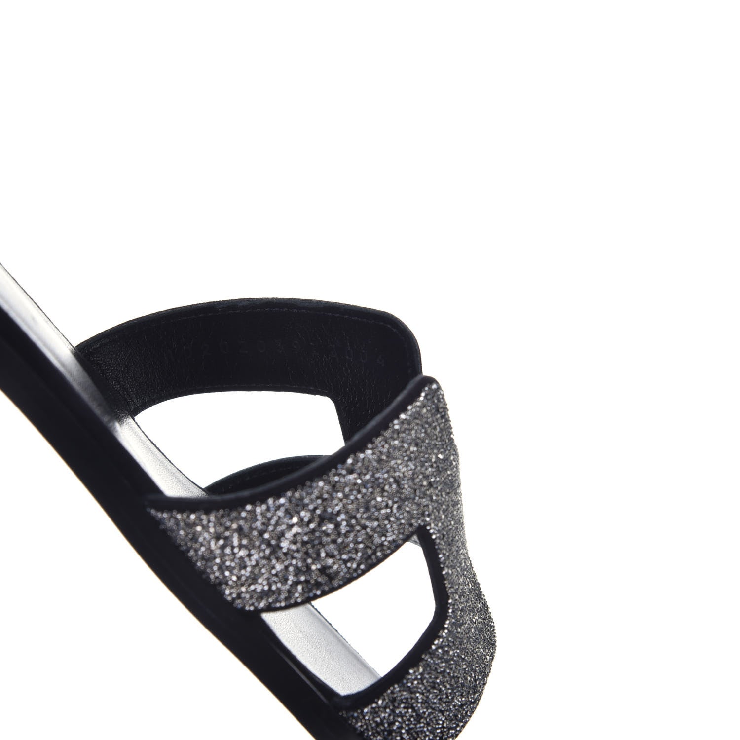 Hermes Suede Goatskin Crystal Powder Oran Sandals 37 Black 8 of 9