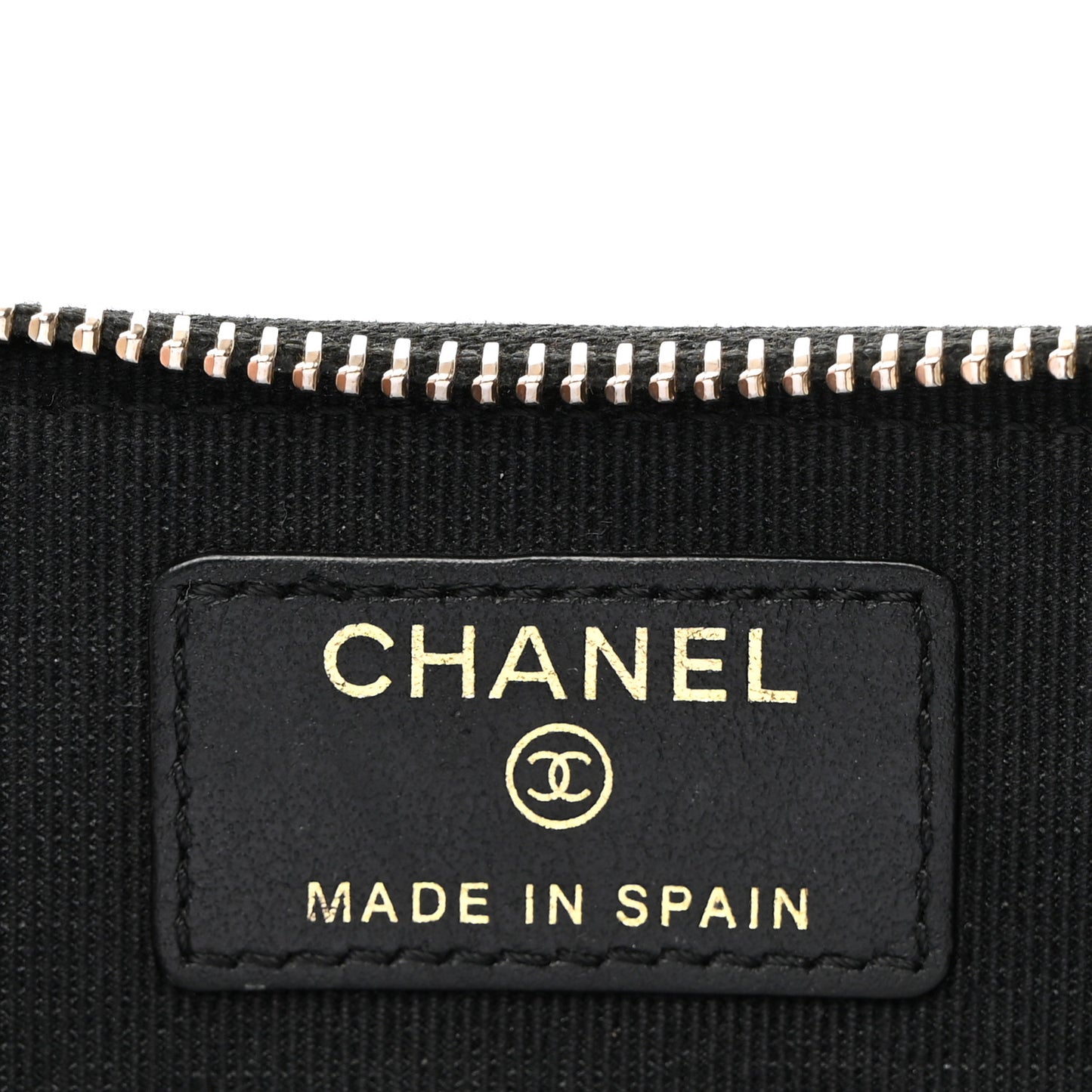 Caviar Quilted Crystal Zip Card Holder Wallet Black