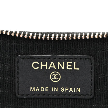 Chanel Caviar Quilted Crystal Zip Card Holder Wallet Black 6 of 8