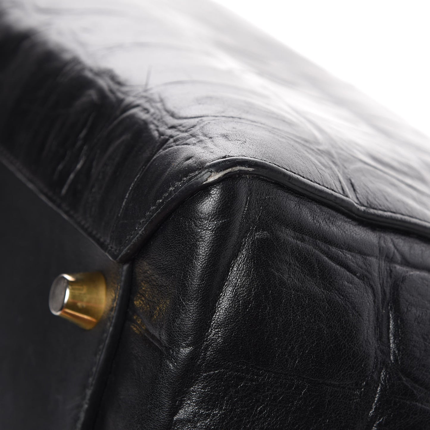 Calfskin Crocodile Embossed Small Belt Bag Black