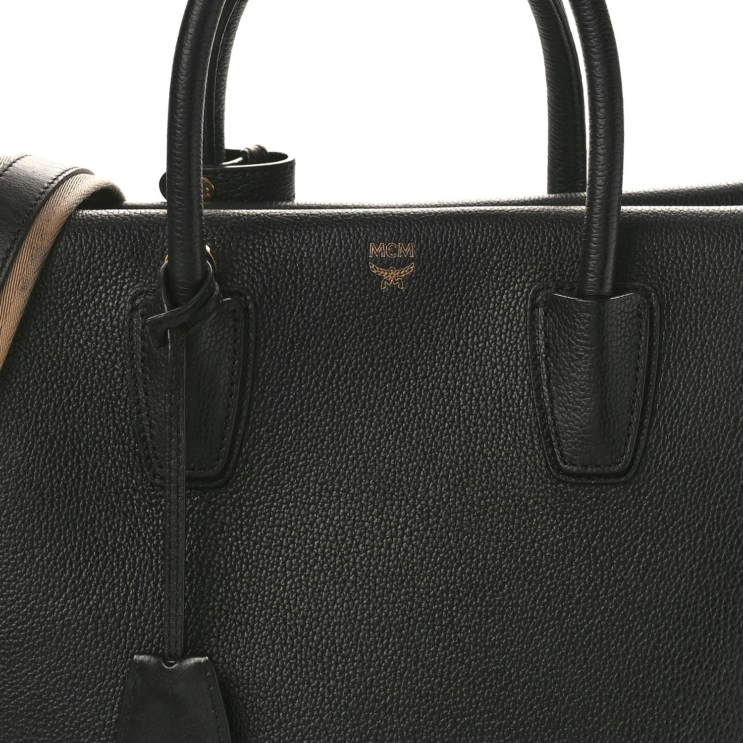 MCM Grained Calfskin Large Milla Tote Black 7 of 16