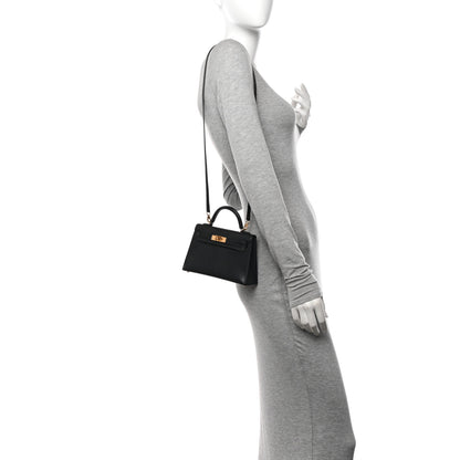 Hermes Chevre Chamkila Mini Kelly Sellier 20 Black 2 of 11