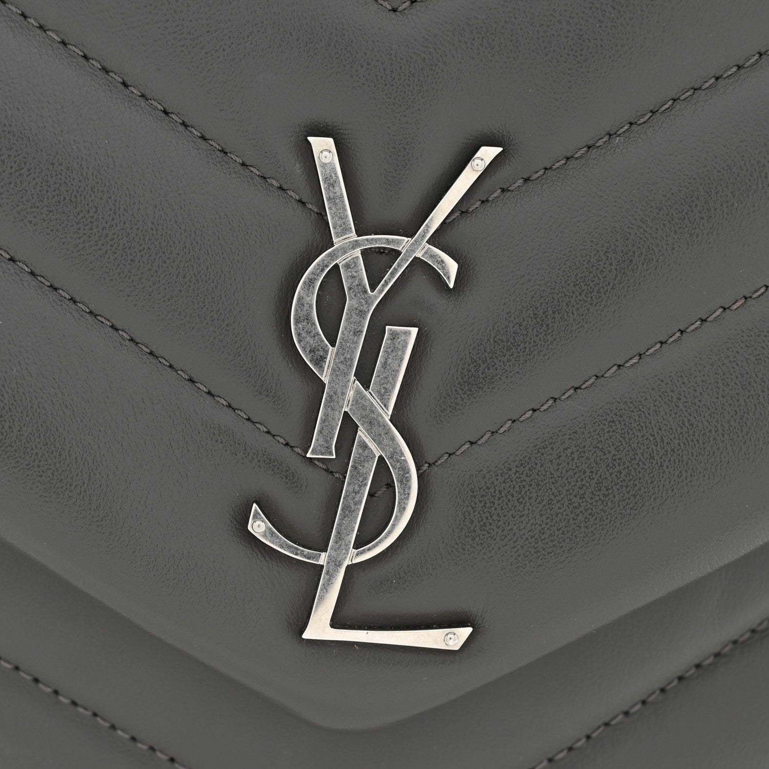Saint Laurent Calfskin Y Quilted Monogram Medium LouLou Satchel Storm 12 of 13