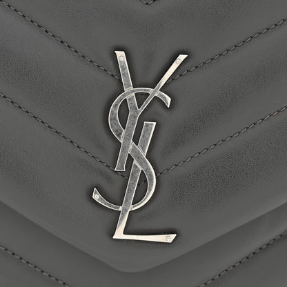 Saint Laurent Calfskin Y Quilted Monogram Medium LouLou Satchel Storm 12 of 13