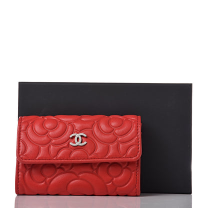 Chanel Goatskin Camellia Embossed Card Holder Red 9 of 9