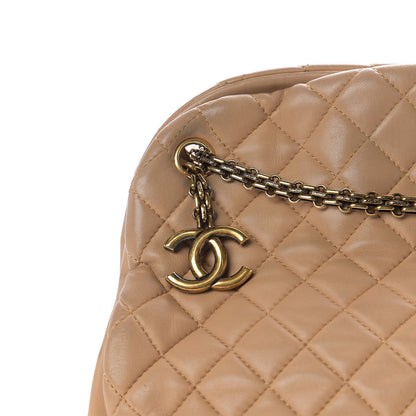 Chanel Lambskin Quilted Large Just Mademoiselle Bowling Bag Beige 7 of 13
