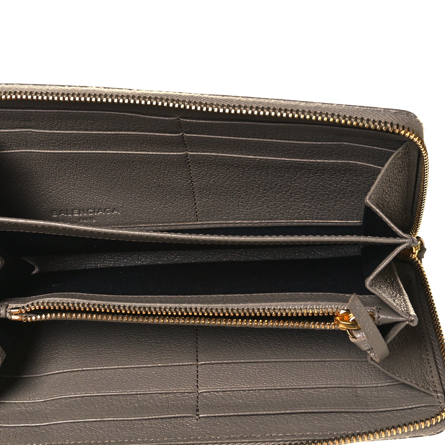 Balenciaga Chevre Gold Metallic Edge Hardware Zip Around Wallet Gris Taupe 5 of 8