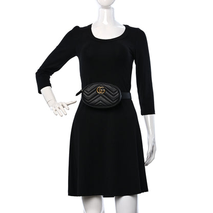 Gucci Calfskin Matelasse GG Marmont Belt Bag 95 38 Black 2 of 10