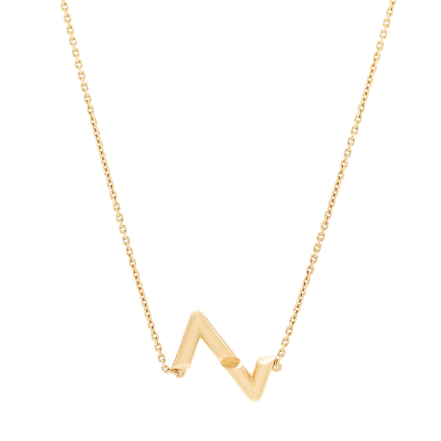 Louis Vuitton 18K Yellow Gold LV Volt Upside Down Pendant Necklace