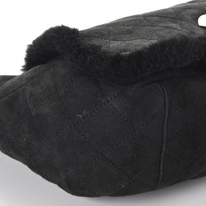 Chanel Shearling Suede Quilted Fur Flap Black 8 of 10