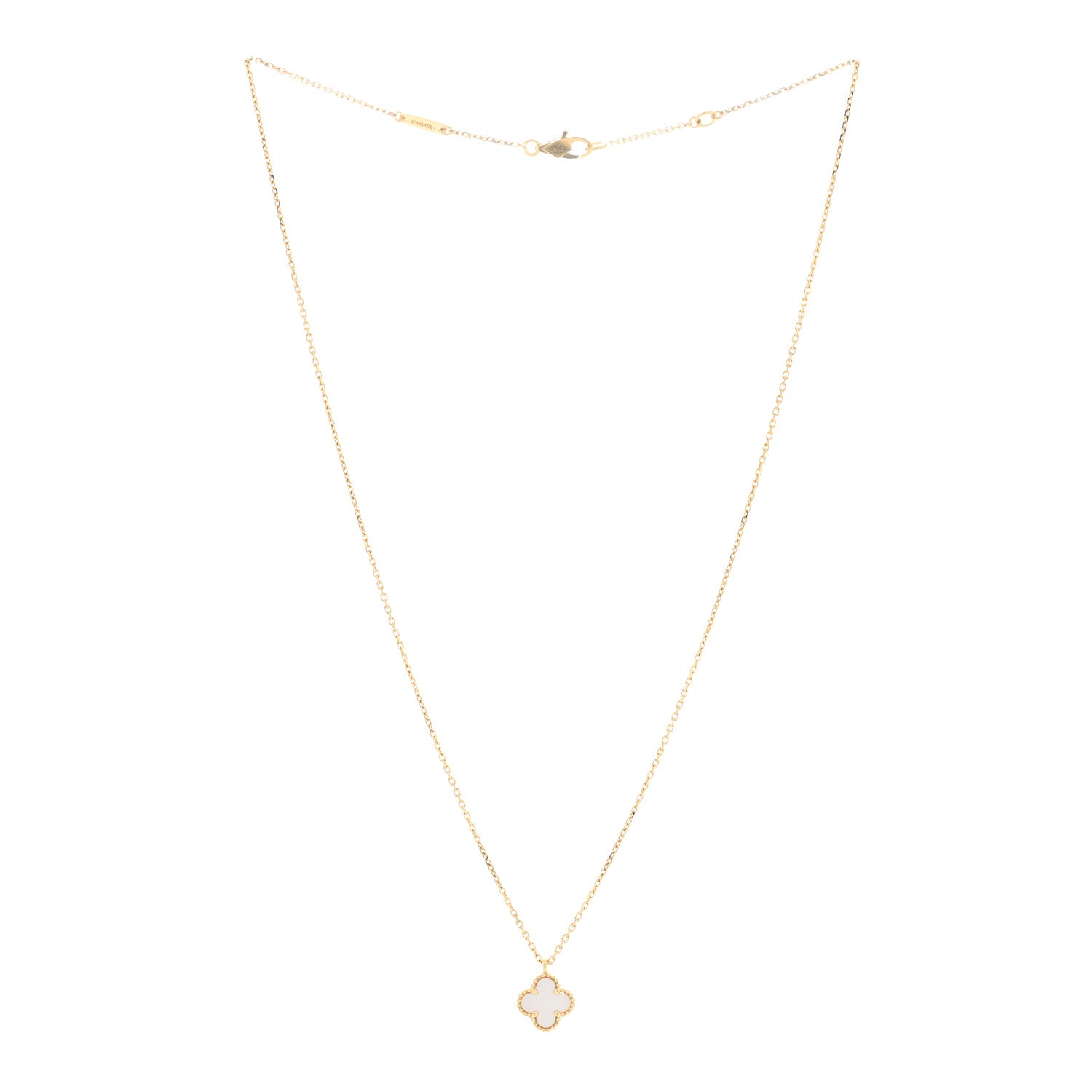 Van Cleef & Arpels 18K Yellow Gold Mother of Pearl Sweet Alhambra Pendant Necklace 3 of 5