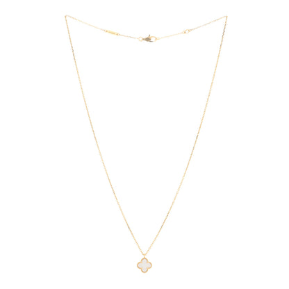 Van Cleef & Arpels 18K Yellow Gold Mother of Pearl Sweet Alhambra Pendant Necklace 3 of 5