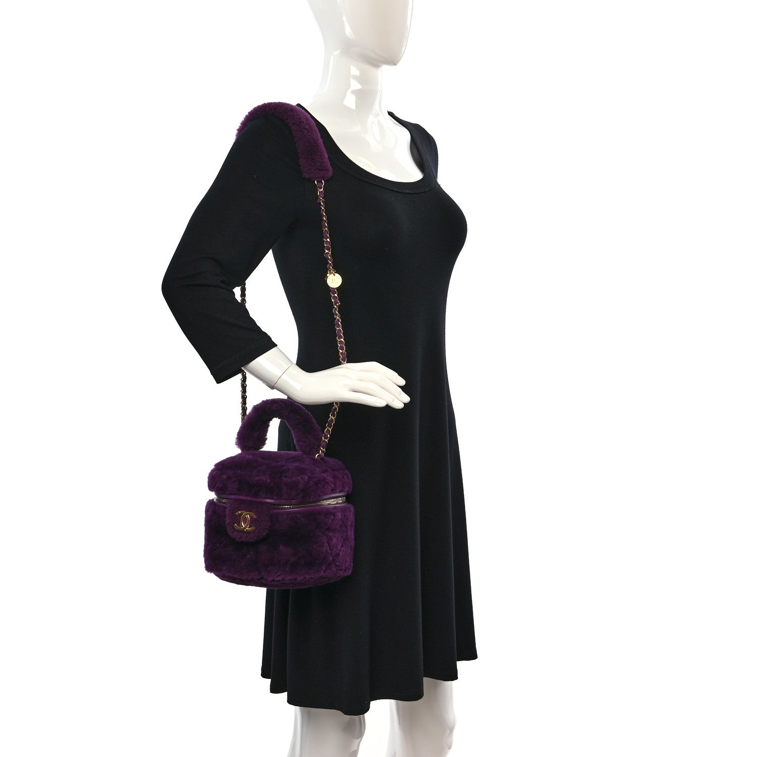 Chanel Shearling Lambskin Quilted Small Vanity Case Purple 2 of 9