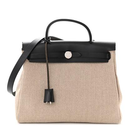 Hermes Military Toile Vache Hunter Herbag Zip Retourne 31 PM Ficelle Black 1 of 13