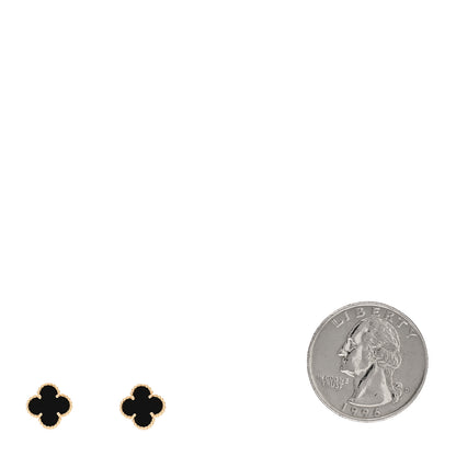 Van Cleef & Arpels 18K Yellow Gold Black Onyx Sweet Alhambra Earrings 2 of 5