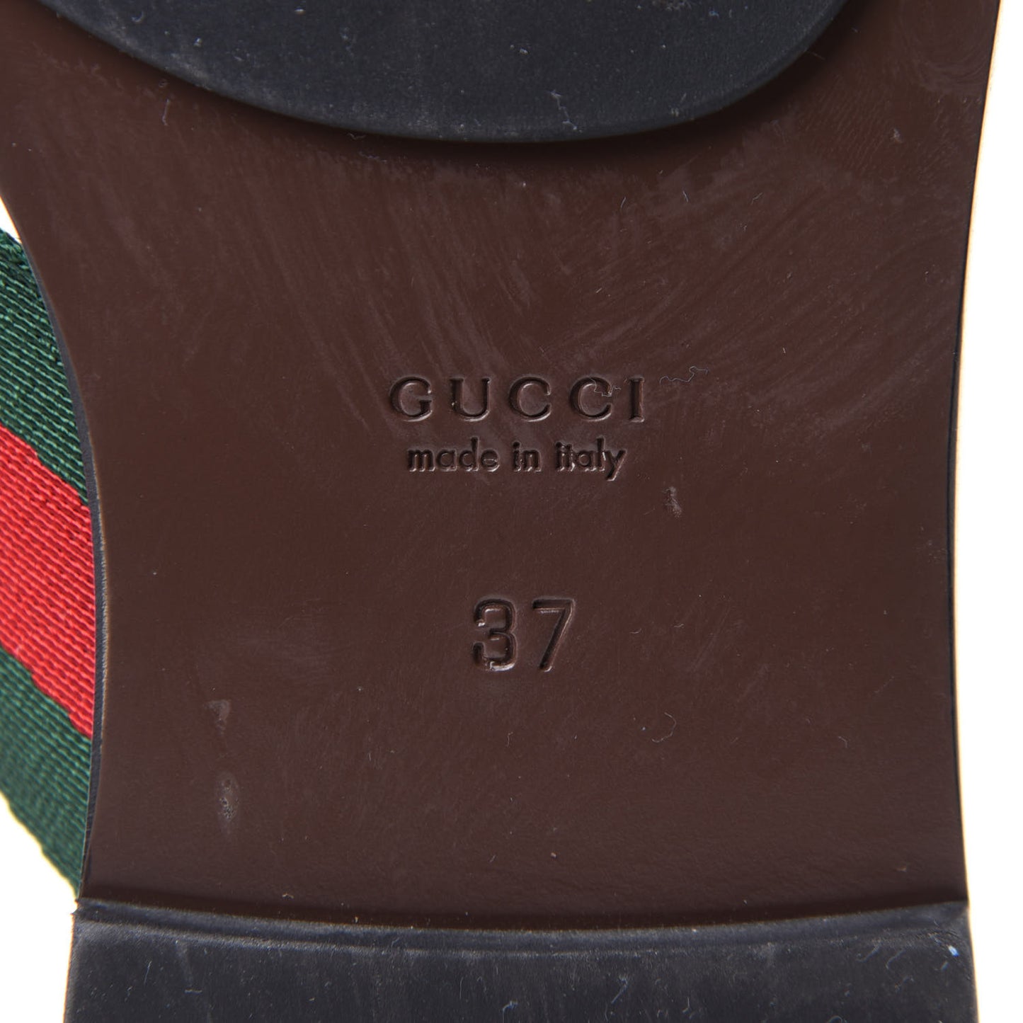 Nylon Calfskin Web GG Monogram Womens Thong Sandals 37 Green Red Cocoa