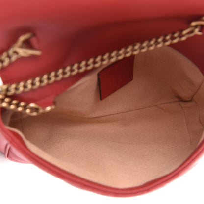 Gucci Calfskin Matelasse Super Mini GG Marmont Shoulder Bag Hibiscus Red 9 of 11