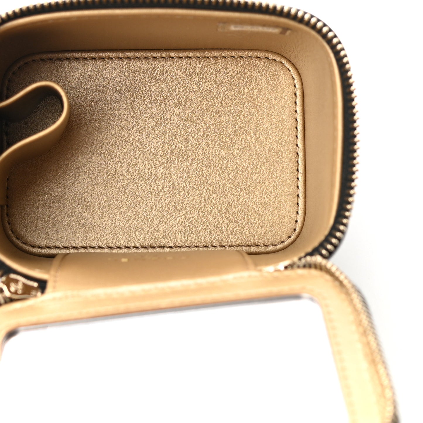Lambskin Quilted Mini Pearl Crush Vanity Case With Chain Black