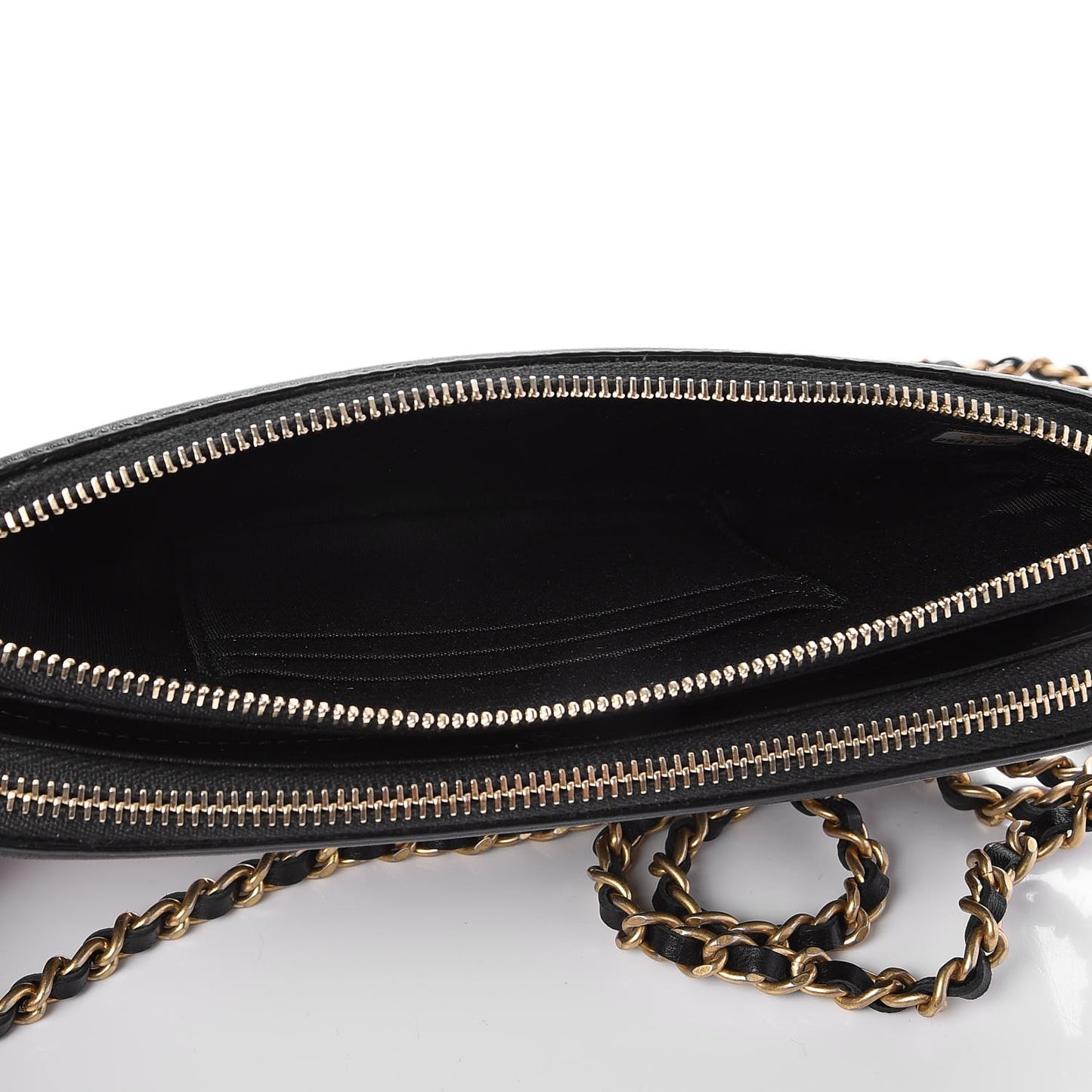 Caviar Quilted CC Filigree Clutch With Chain Black