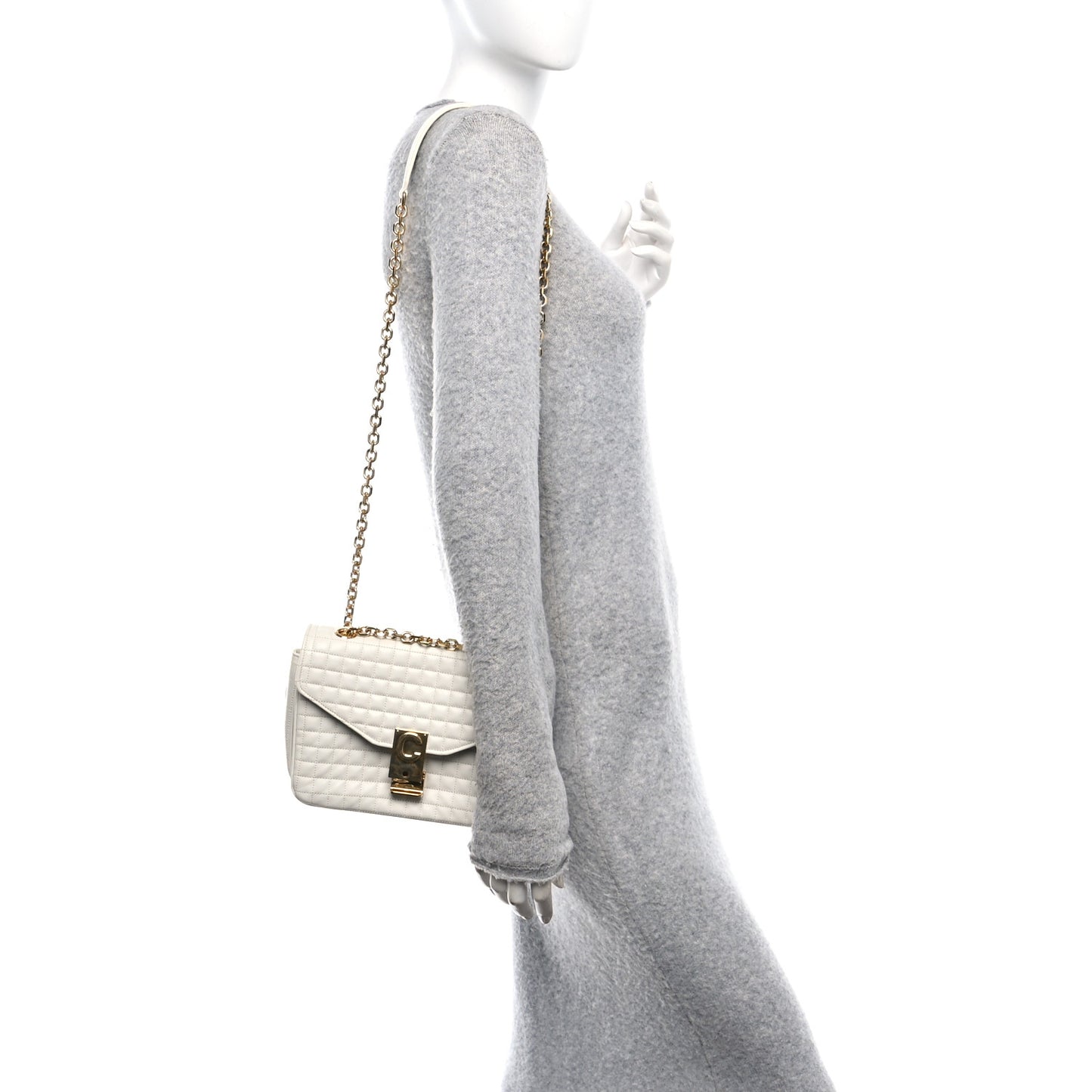 Calfskin Quilted Medium C Bag White